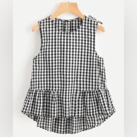 W&W ONCE SHEIN Gingham Peplum Tank - Picture 1 of 7